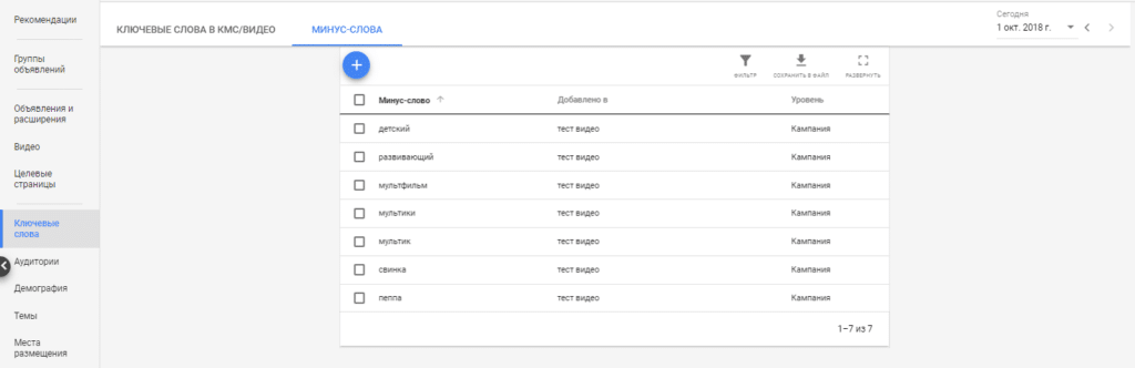 Исключение детского трафика в видеорекламе на YouTube